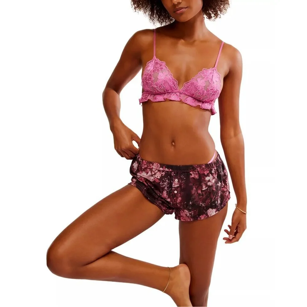 NWT New Free People Hotel Chantelle Triangle Bralette In Dawn Pink Size XL